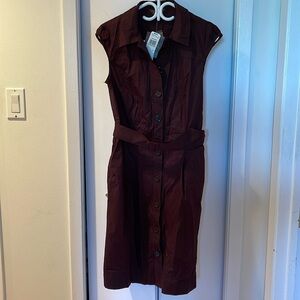 BNWT brown, button down dress. Size 10